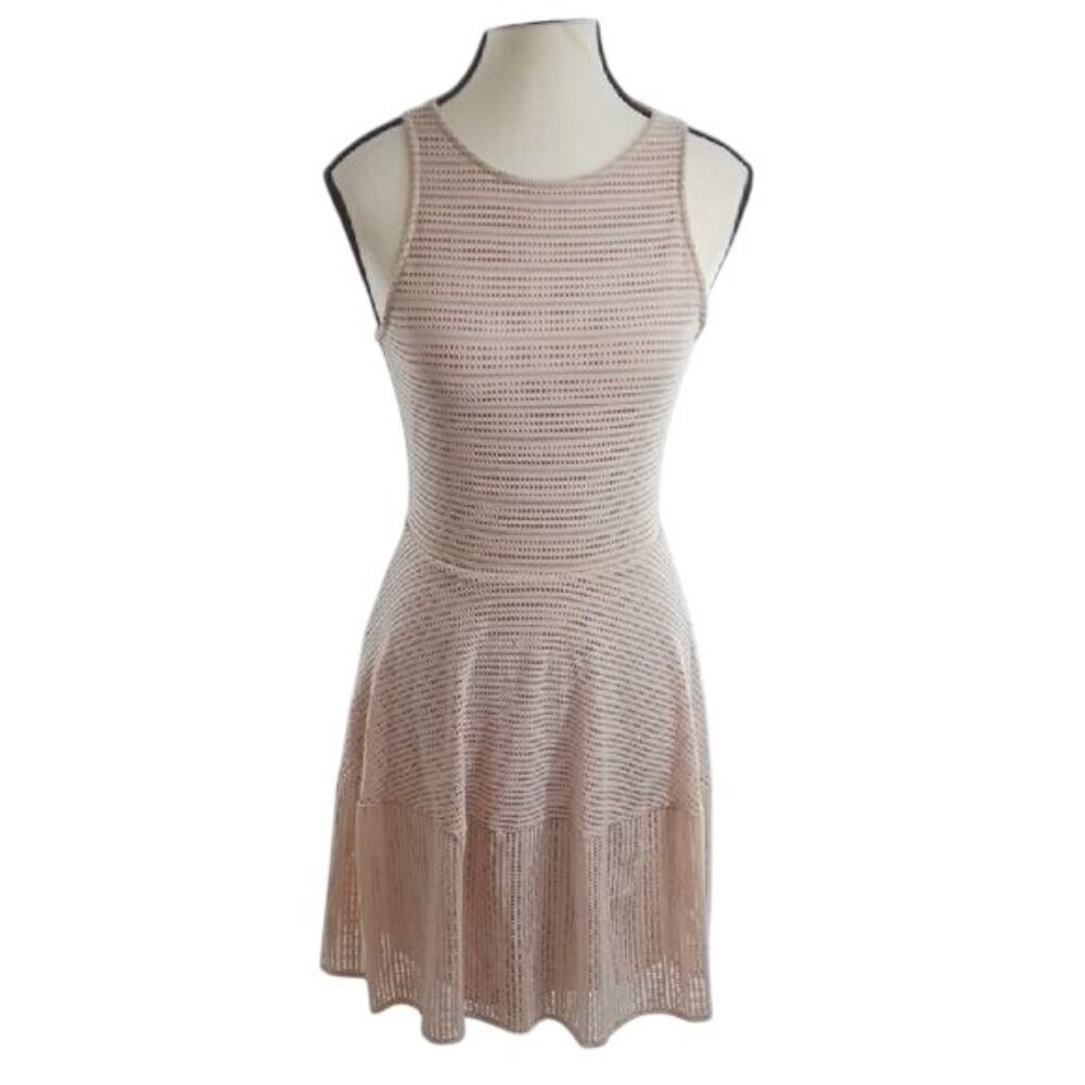 BCBGMAXAZRIA Womens Knit Dress Blush Sleeveless Fit Flare Cassandra Size XS